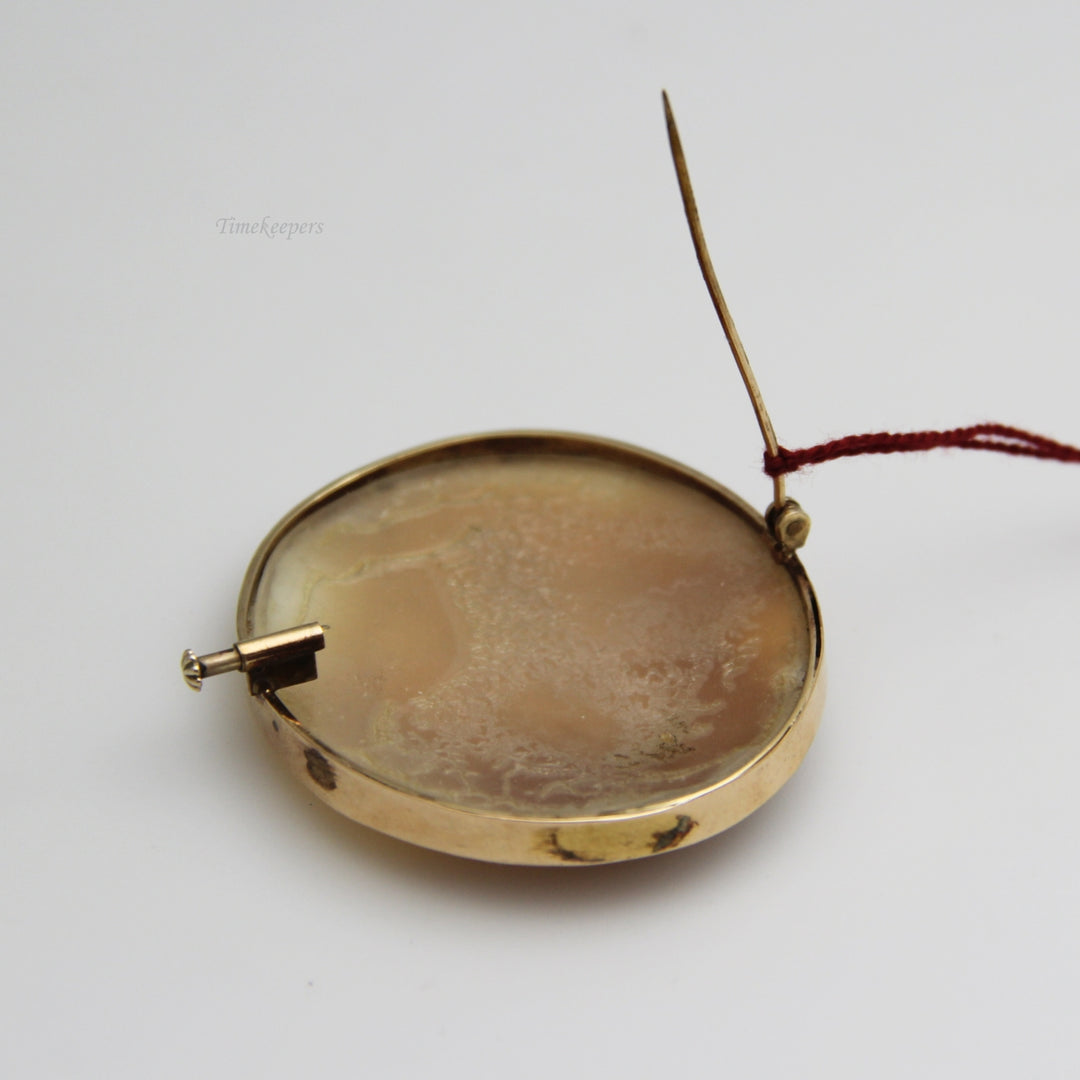 d766 Beautiful 14k Yellow Gold Cameo Brooch