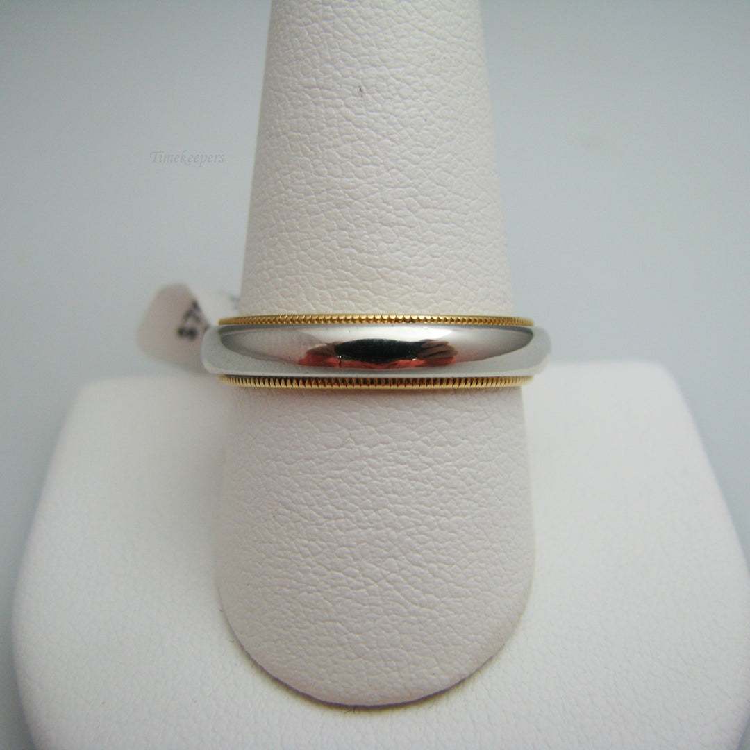 d793 Elegant Platinum &amp; 18k Yellow Gold Wedding Band