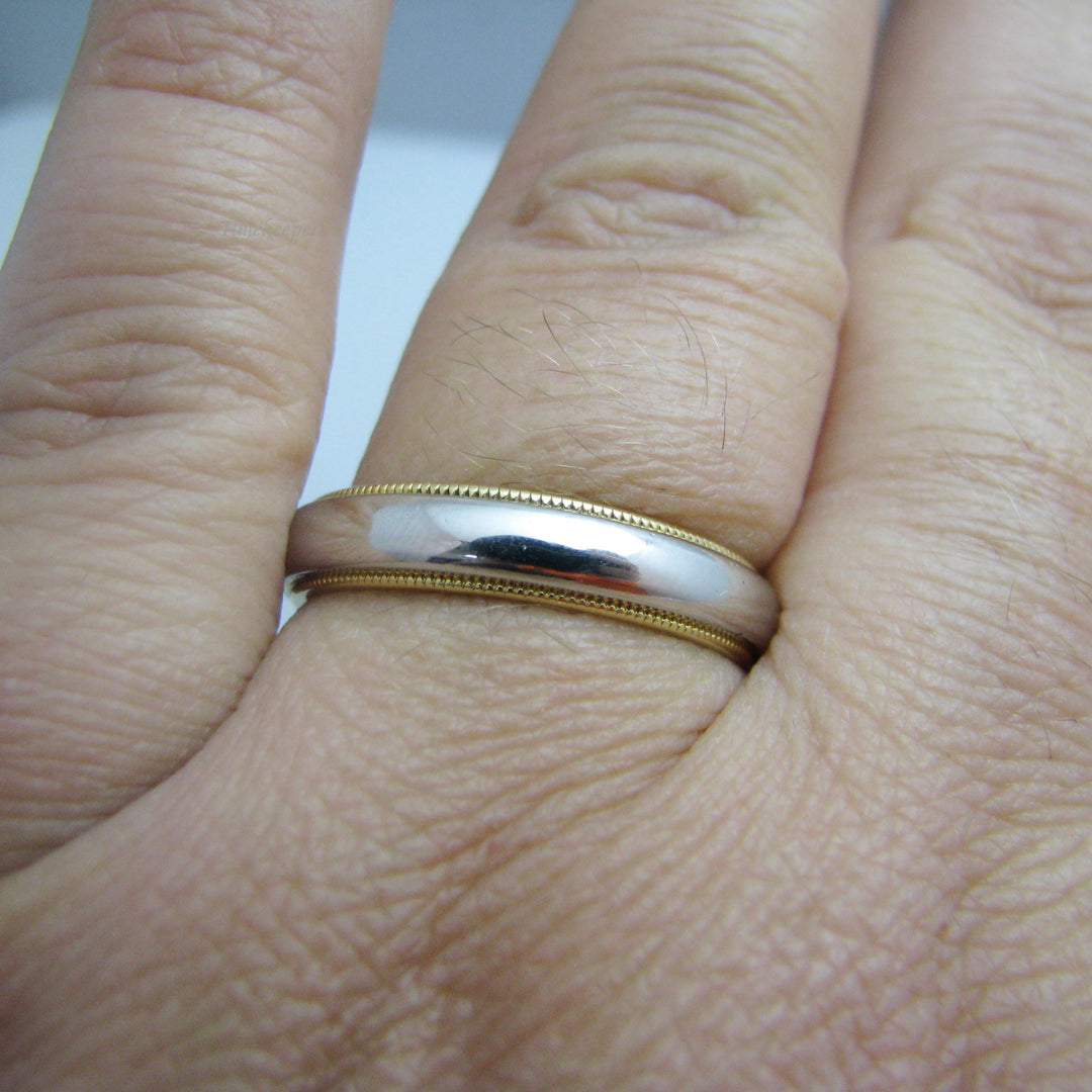 d793 Elegant Platinum &amp; 18k Yellow Gold Wedding Band
