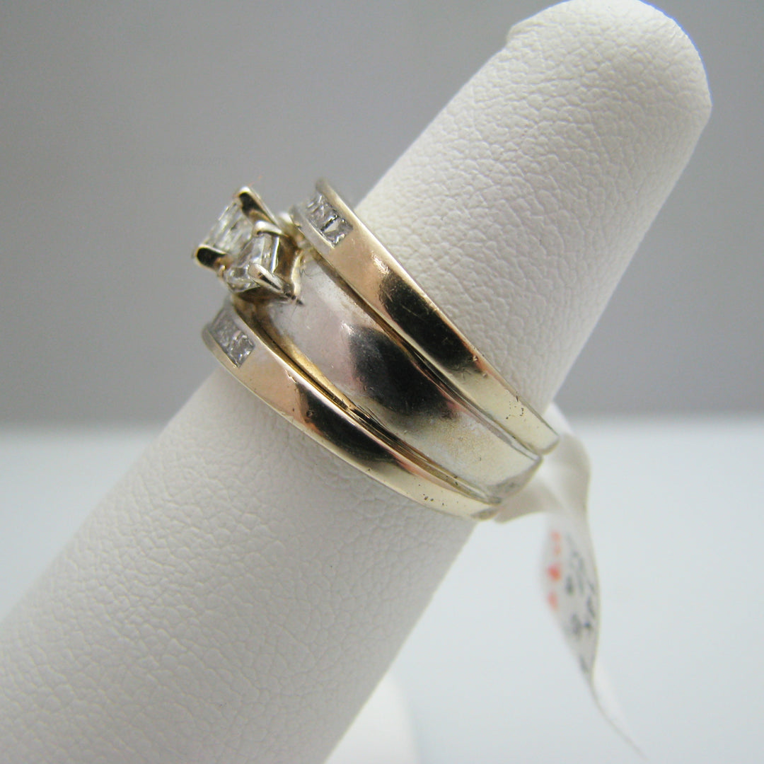 d797 Beautiful 14kt Two Tone Diamond Wedding Set