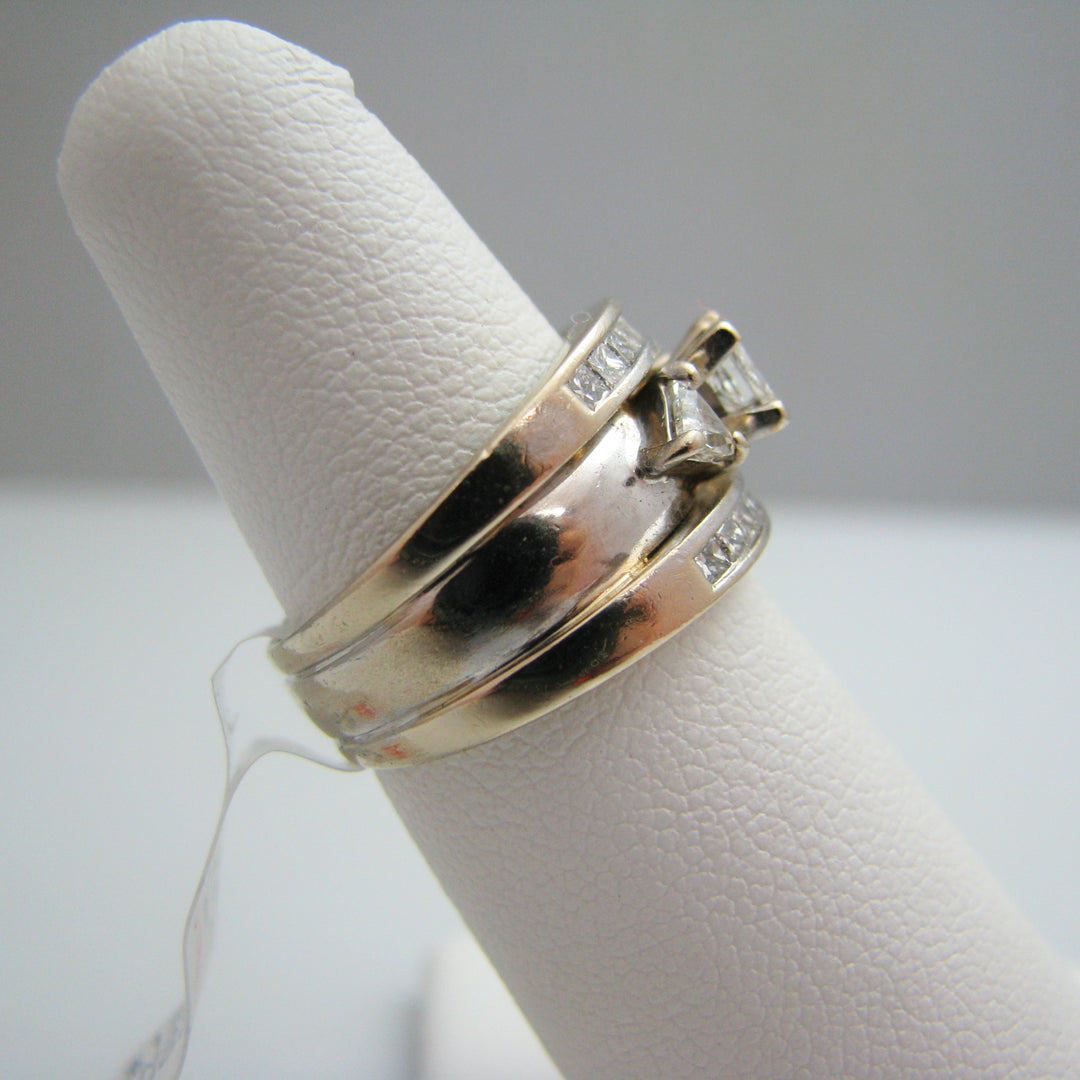 d797 Beautiful 14kt Two Tone Diamond Wedding Set