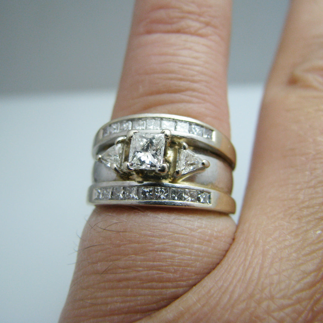 d797 Beautiful 14kt Two Tone Diamond Wedding Set