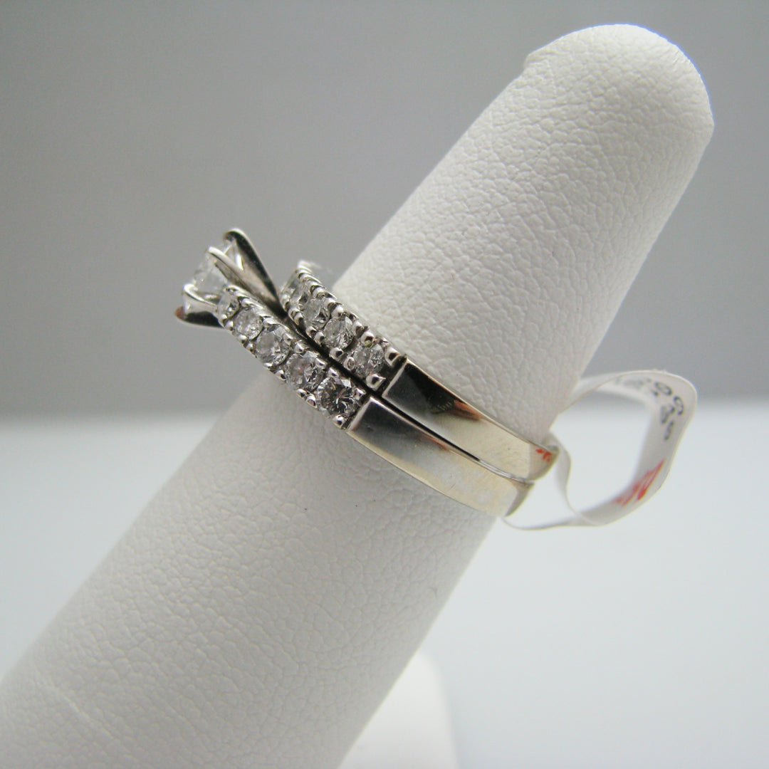 d802 Brilliant 14k White Gold Diamond Wedding Set