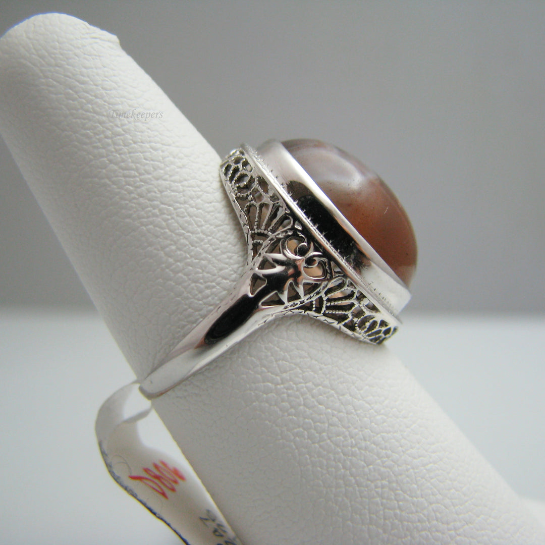 d806 Beautiful 10k White Gold Agate Ring