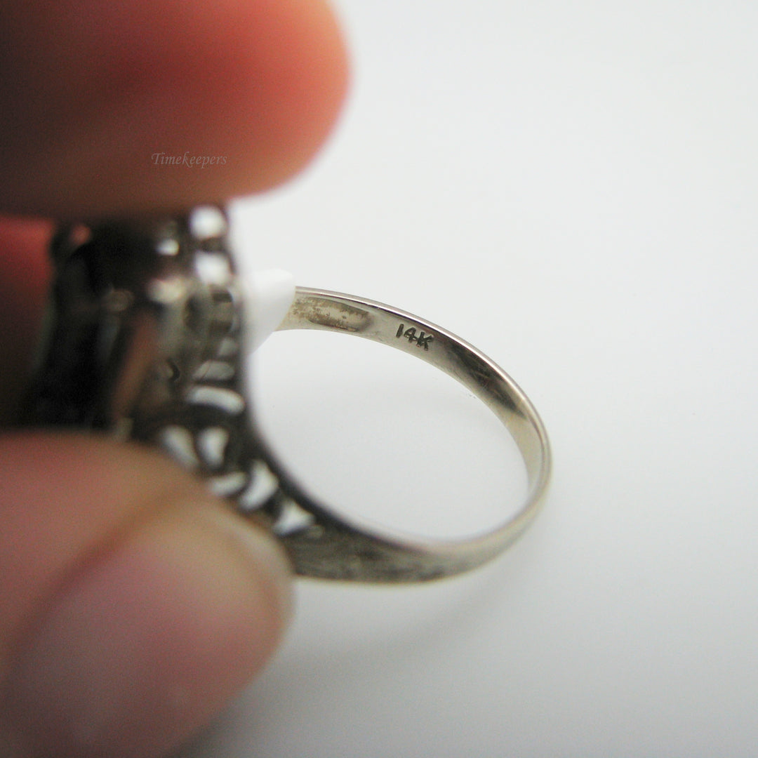 d839 Exquisite 14k White Gold Tsavorite and Spinel Filigree Ring