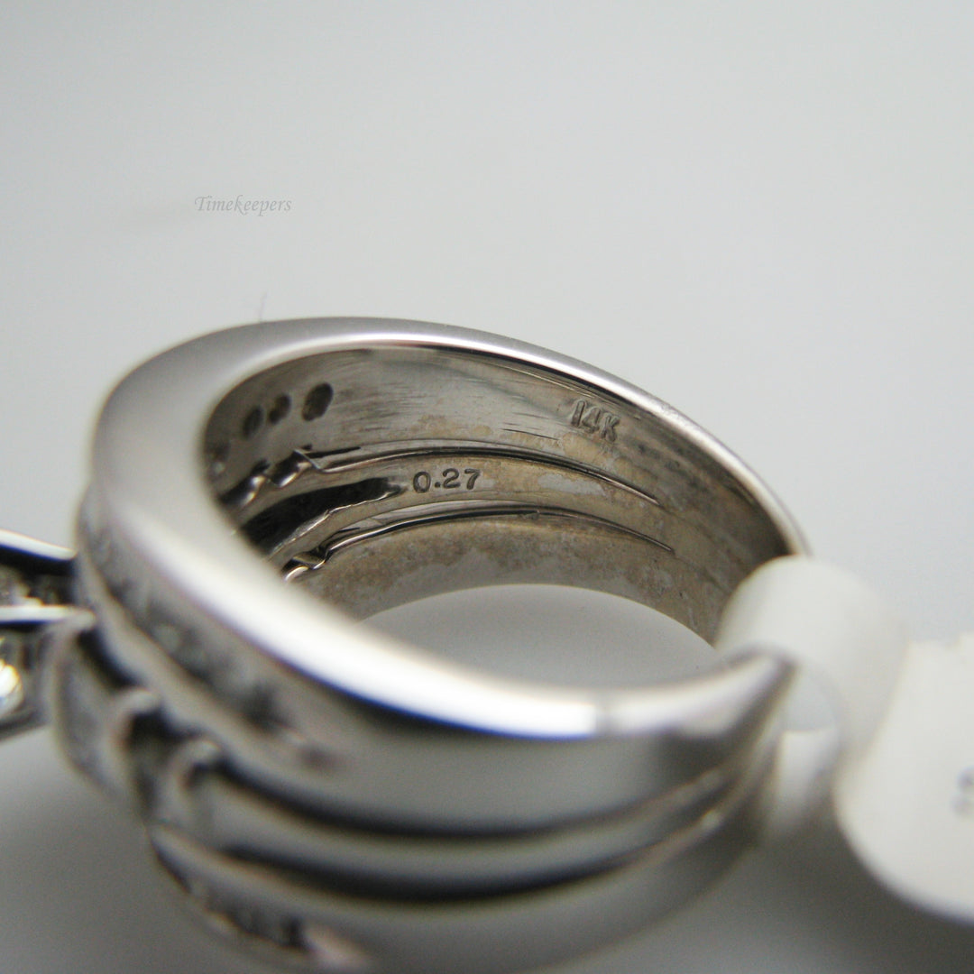 d857 Stunning 14kt White Gold Heart Shaped Diamond Wedding Ring Set