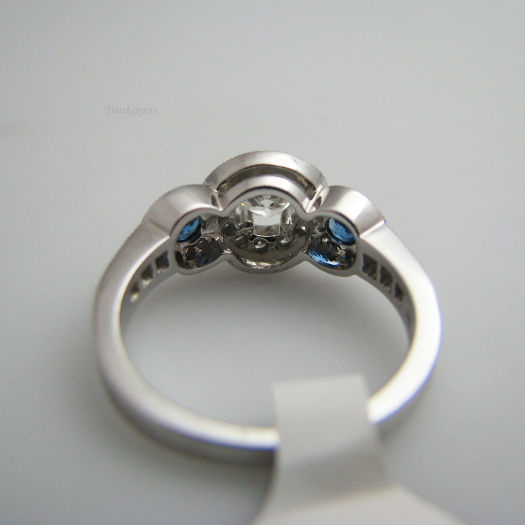 d860 Elegant 14k White Gold Diamond &amp; Sapphire Engagement Ring