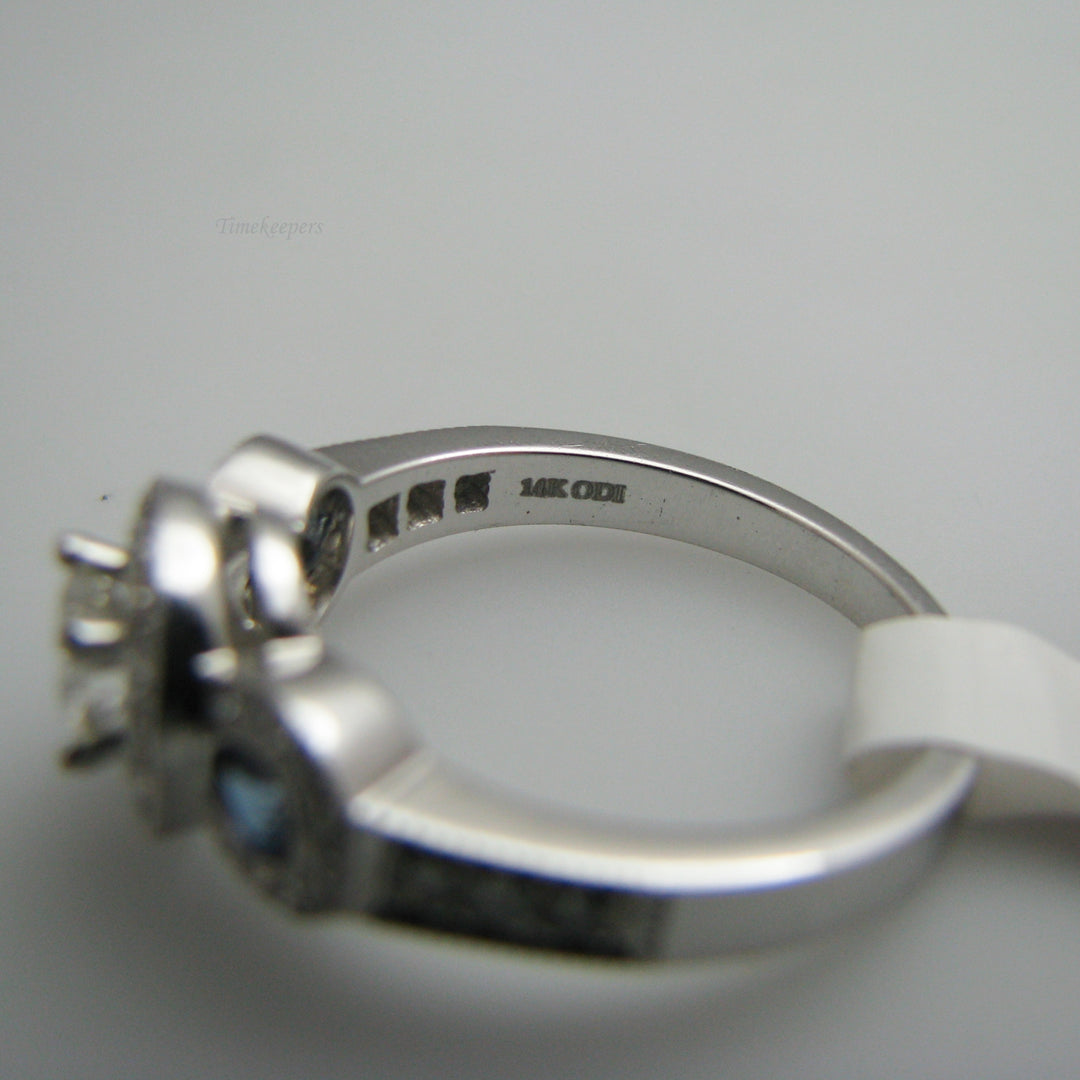 d860 Elegant 14k White Gold Diamond &amp; Sapphire Engagement Ring