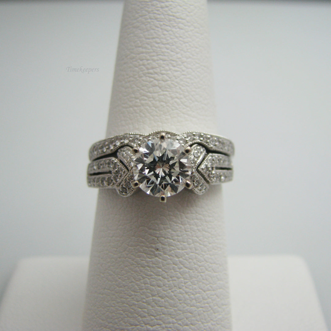 d861 Stunning 14k White Gold Diamond Wedding Ring Set