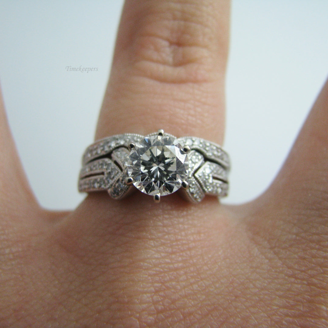 d861 Stunning 14k White Gold Diamond Wedding Ring Set