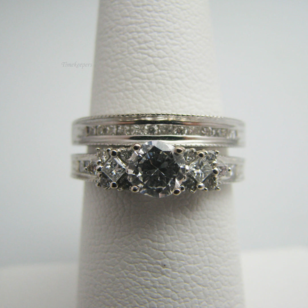 d865 Gorgeous 14k White Gold Diamond Wedding Ring Set