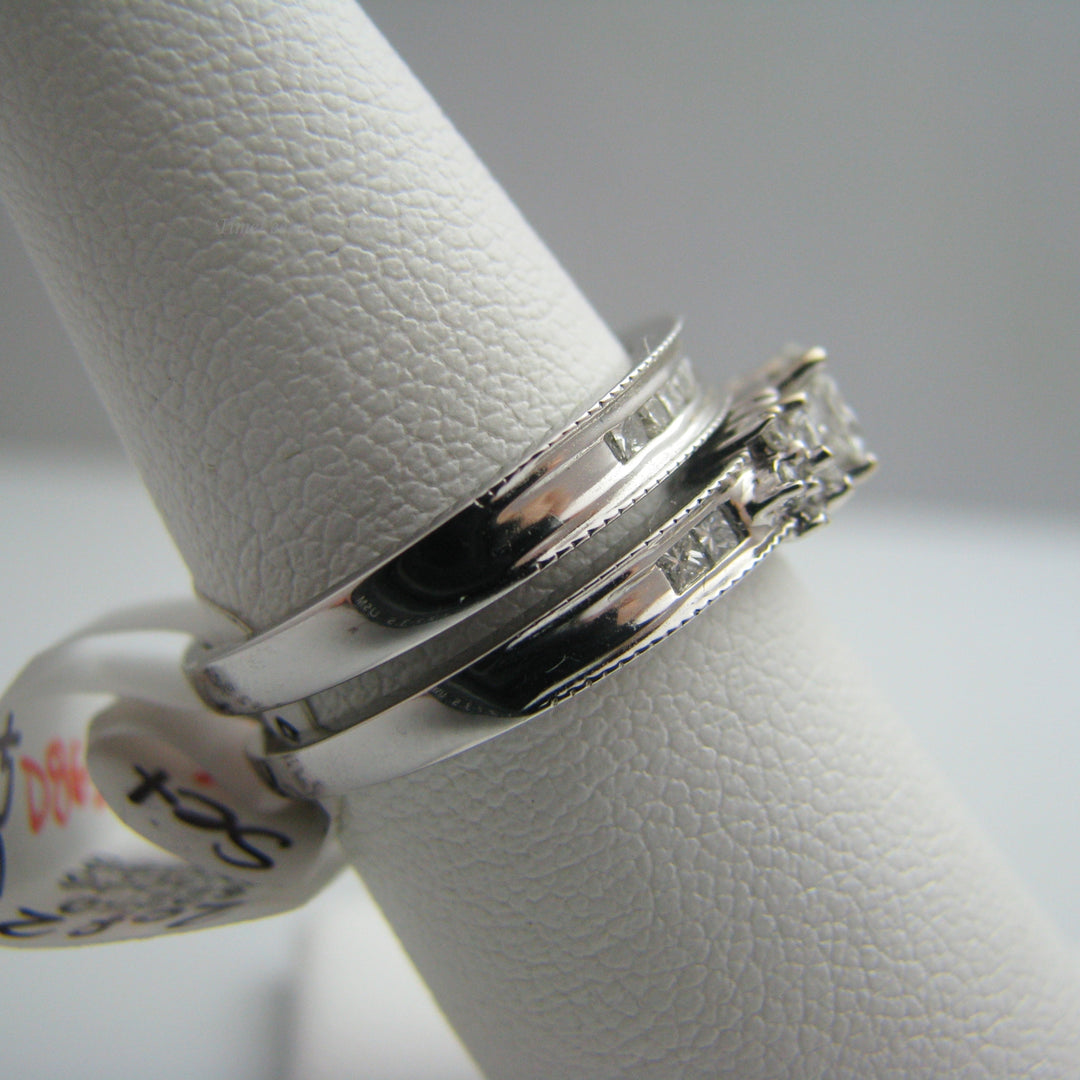 d865 Gorgeous 14k White Gold Diamond Wedding Ring Set