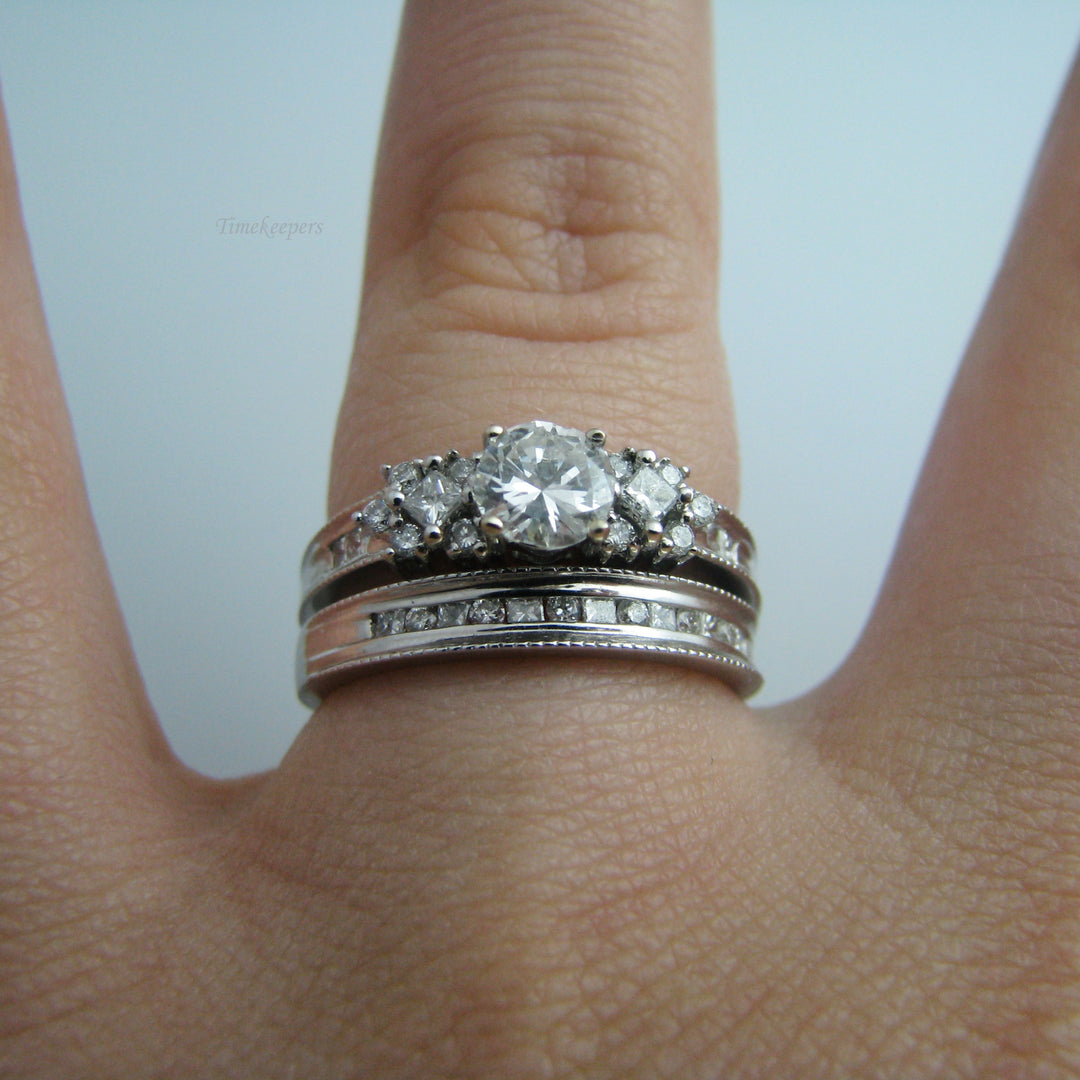 d865 Gorgeous 14k White Gold Diamond Wedding Ring Set