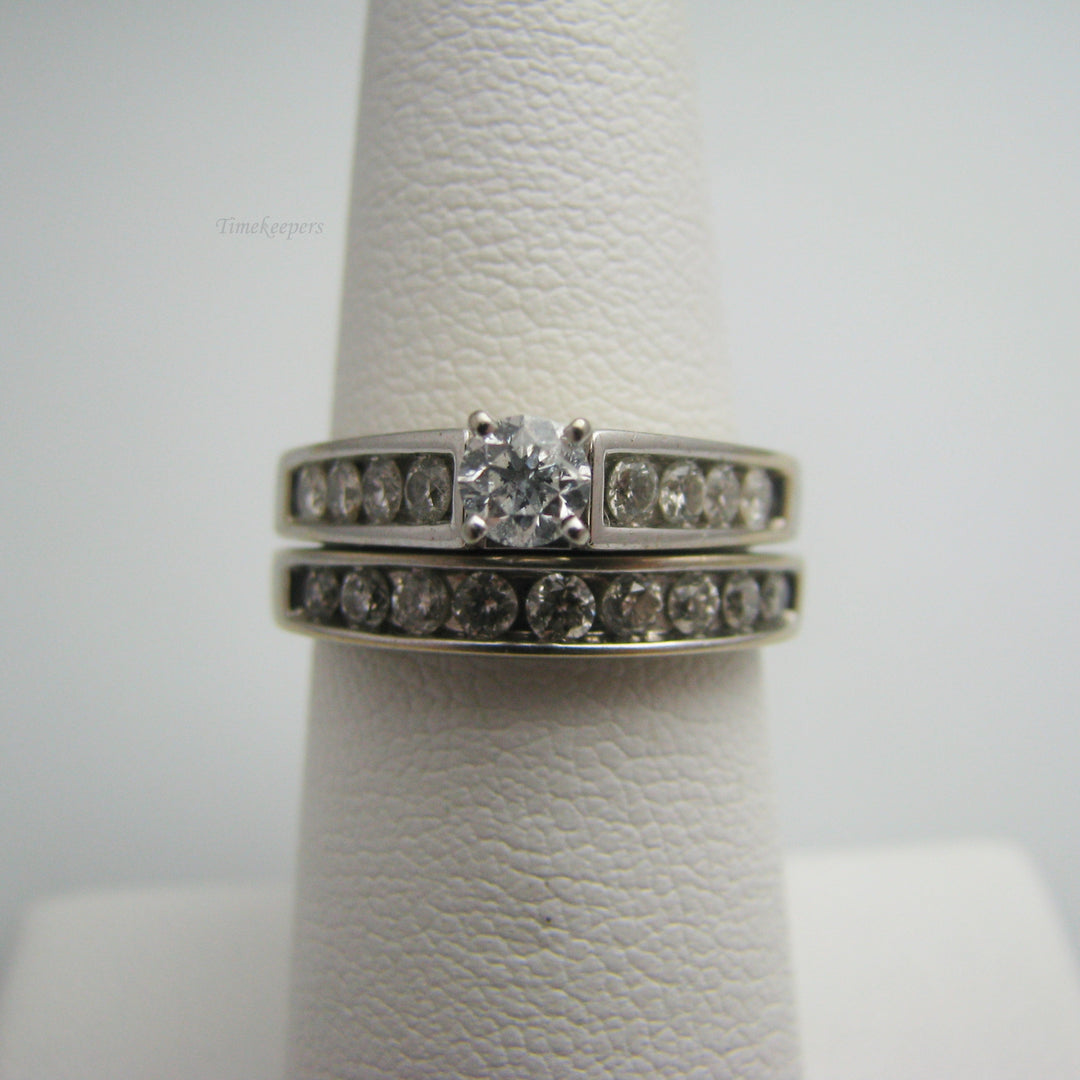d867 14k White Gold Diamond Wedding Ring Set