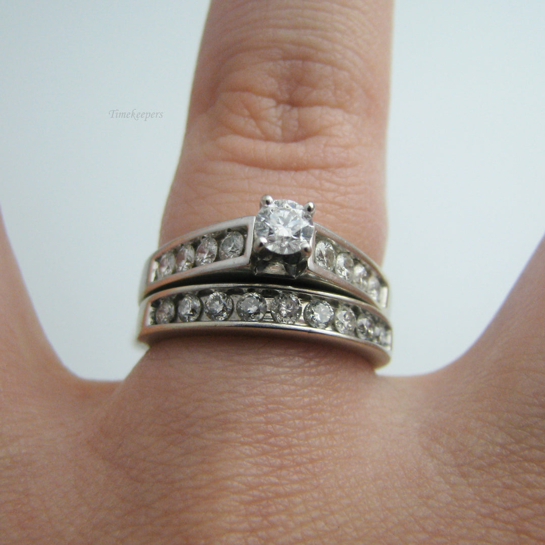 d867 14k White Gold Diamond Wedding Ring Set
