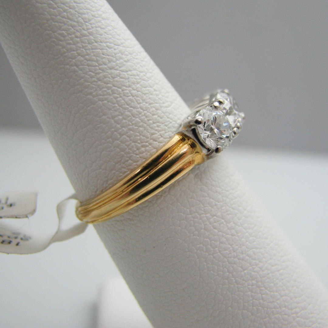 d874 Stunning 18k Yellow Gold/Platinum Diamond Anniversary Band