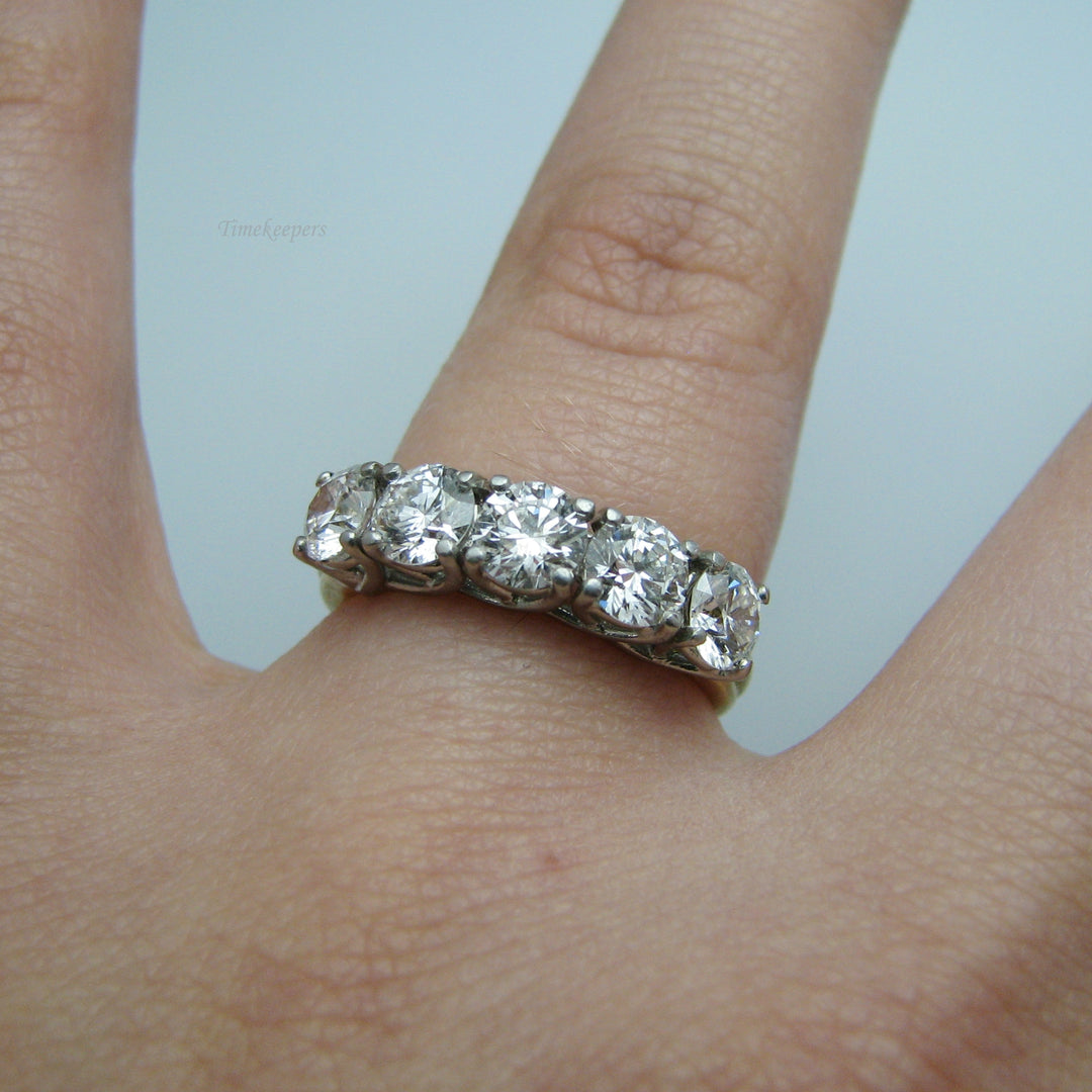 d874 Stunning 18k Yellow Gold/Platinum Diamond Anniversary Band