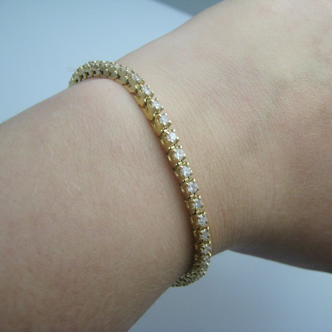 d924 Delicate Ladies 14kt Yellow Gold Diamond Tennis Bracelet