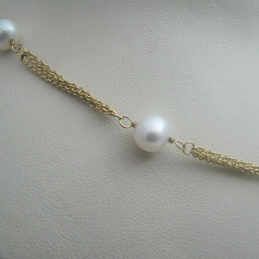 d946 Elegant 14k Yellow Gold Pearl Necklace