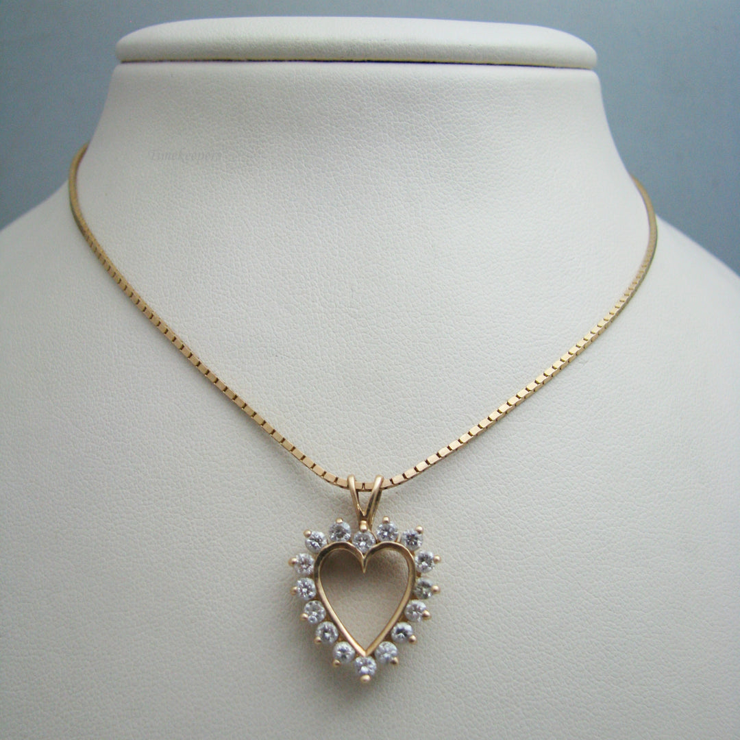 d959 Gorgeous 14k Yellow Gold Diamond Heart Necklace
