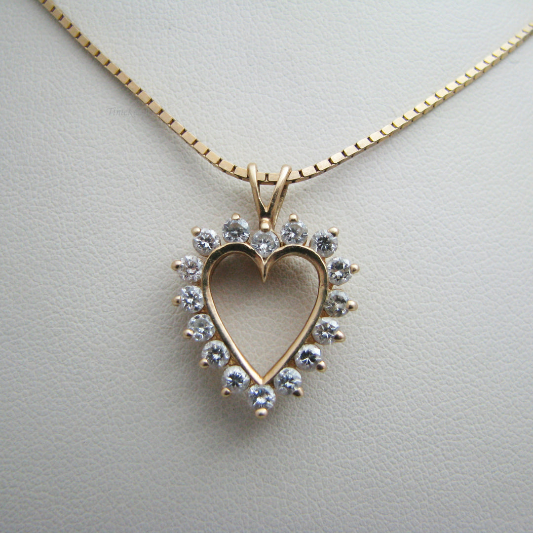 d959 Gorgeous 14k Yellow Gold Diamond Heart Necklace
