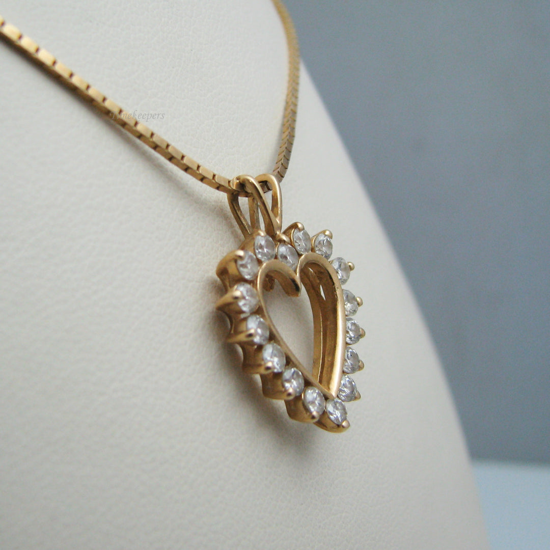 d959 Gorgeous 14k Yellow Gold Diamond Heart Necklace
