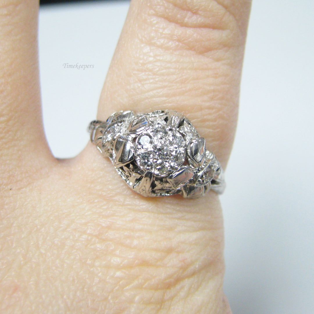 d978 Unique 18k White Gold Diamond Engagement Ring