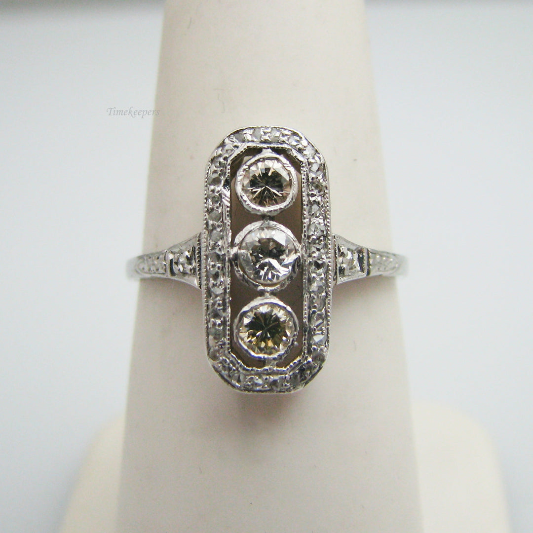 d979 Antique 18k White Gold 0.50cts Diamond Angagement Ring Size 5.5
