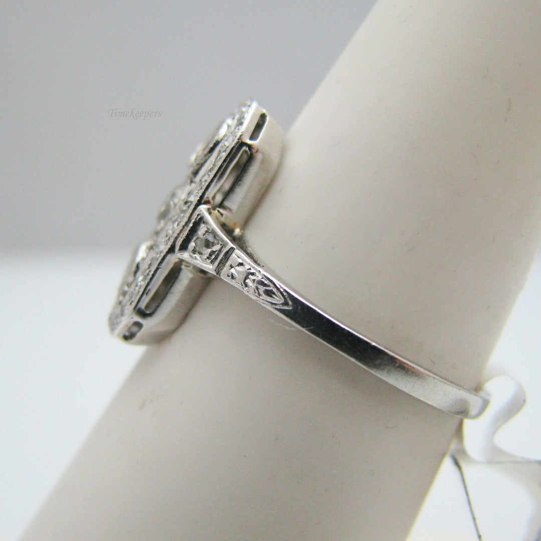 d979 Antique 18k White Gold 0.50cts Diamond Angagement Ring Size 5.5
