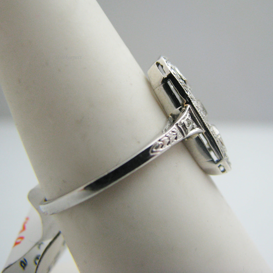 d979 Antique 18k White Gold 0.50cts Diamond Angagement Ring Size 5.5