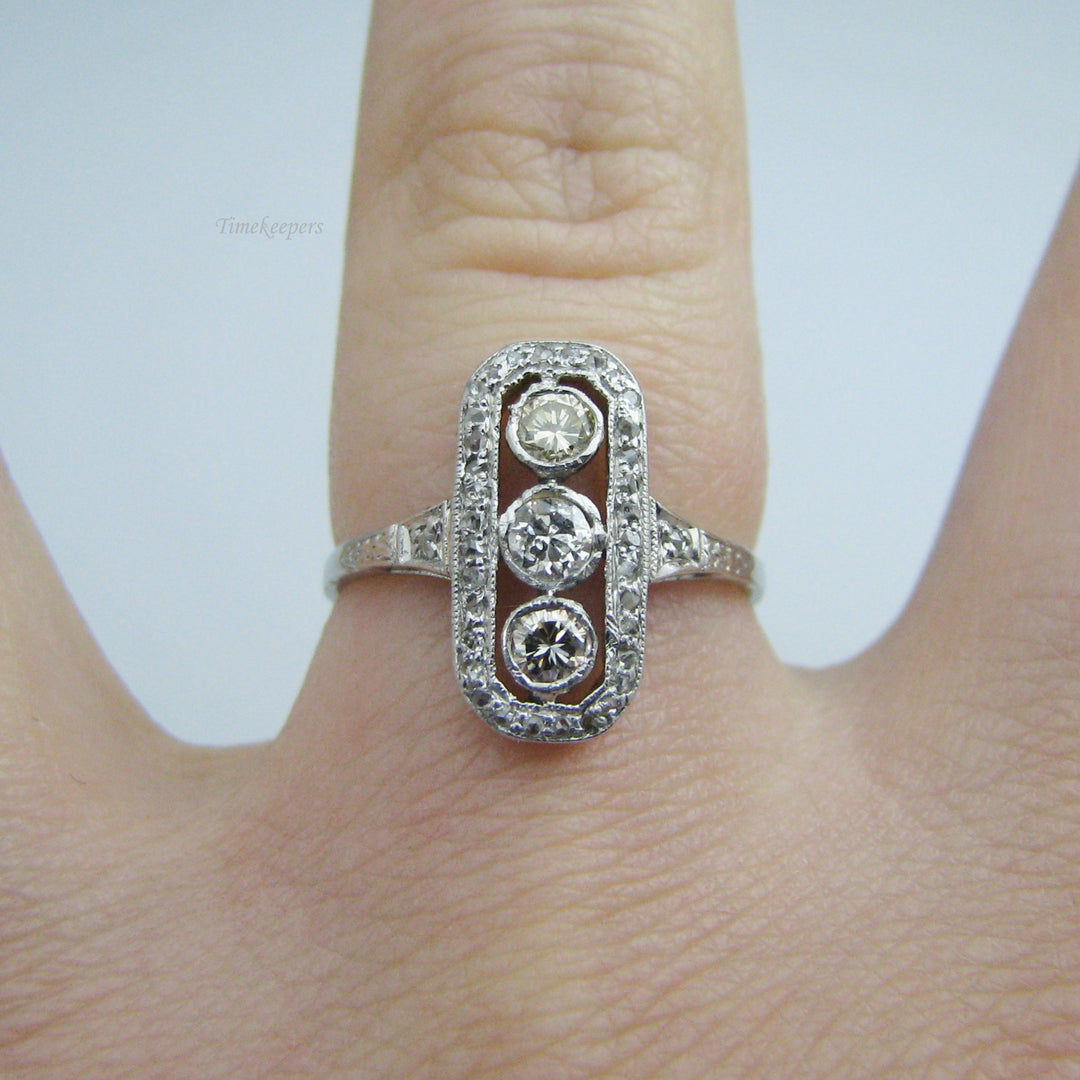d979 Antique 18k White Gold 0.50cts Diamond Angagement Ring Size 5.5