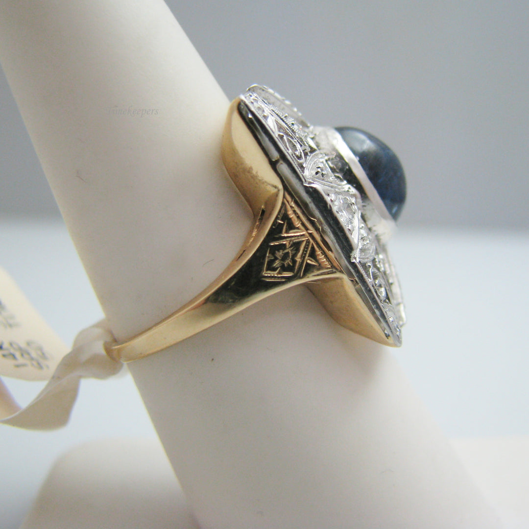 d985 14k Yellow Gold/White Gold Sapphire &amp; Diamond Ring