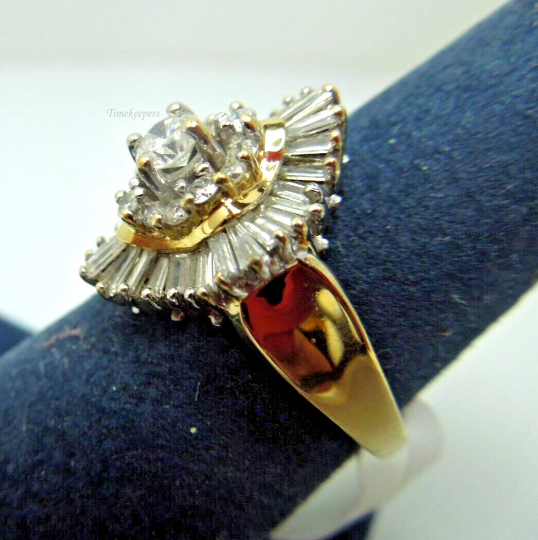 s855 14kt Solid Yellow Gold D-Color Diamond 1.09 cts Baguette Ring Size 7(US) Signed 