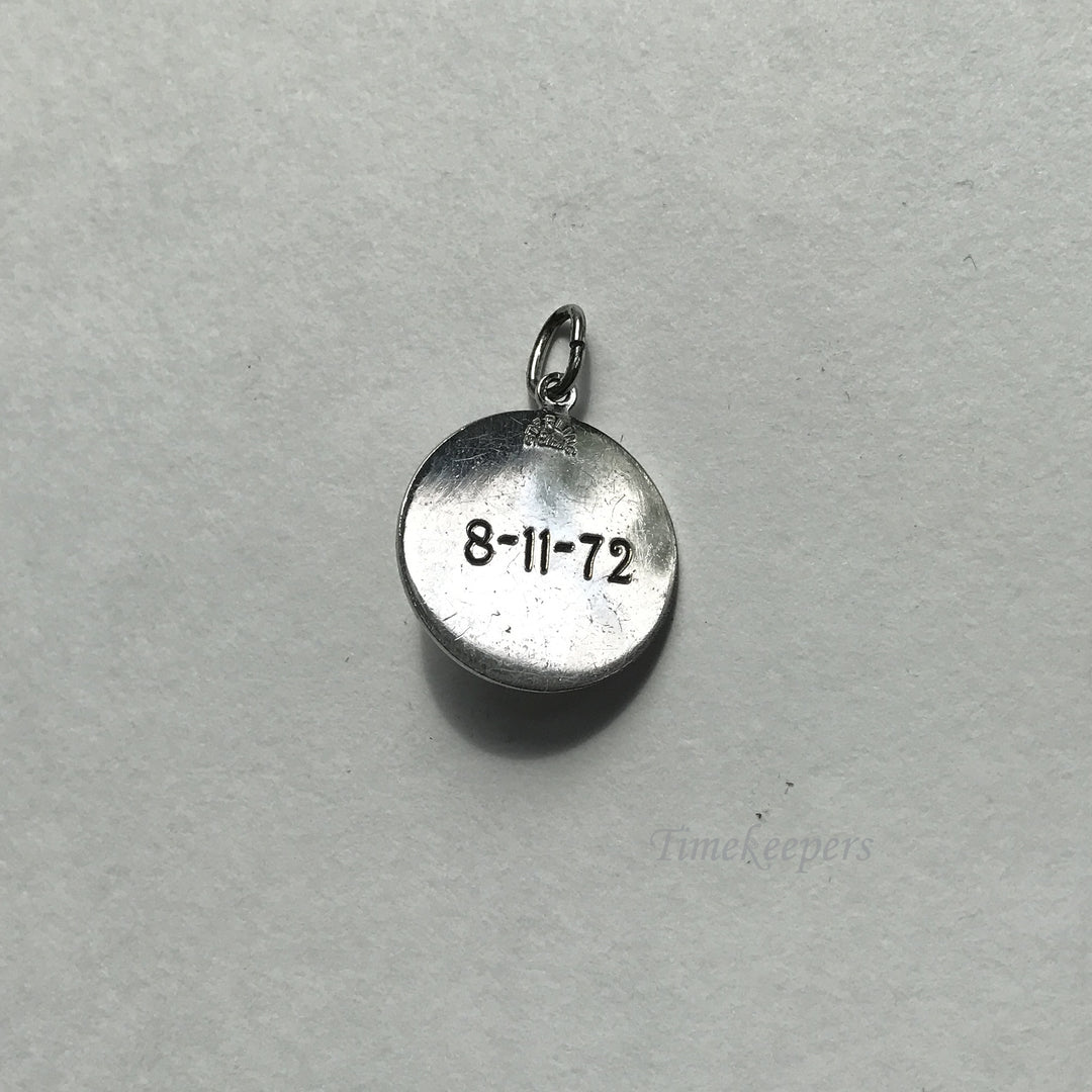 e003 Vintage Sterling Silver To My Flower Girl Round Charm Pendant