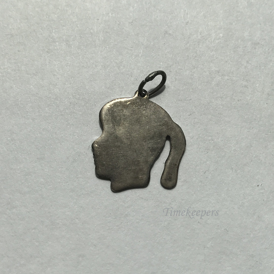 e008 Vintage Sterling Silver Miniature Girl "Gayle 1-15-64" Charm Pendant