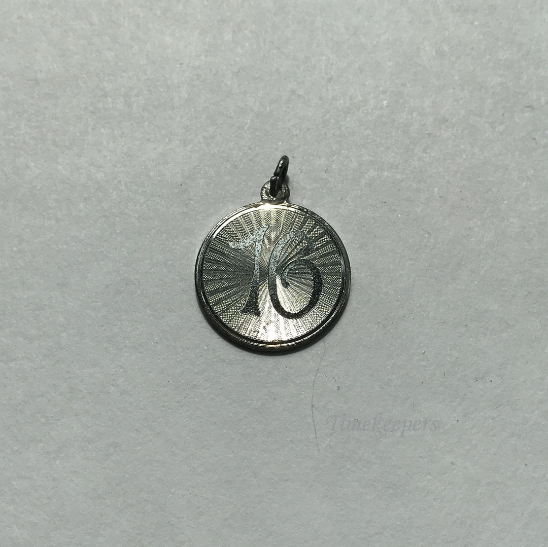e012 Vintage Sterling Silver 16 Birthday Anniversary Coin Charm Pendant