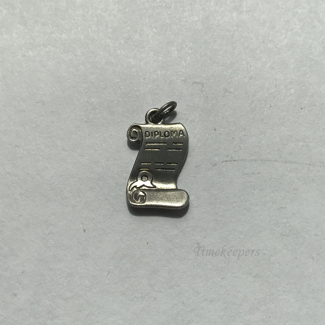 e017 Vintage Sterling Silver Diploma Graduation Charm Pendant