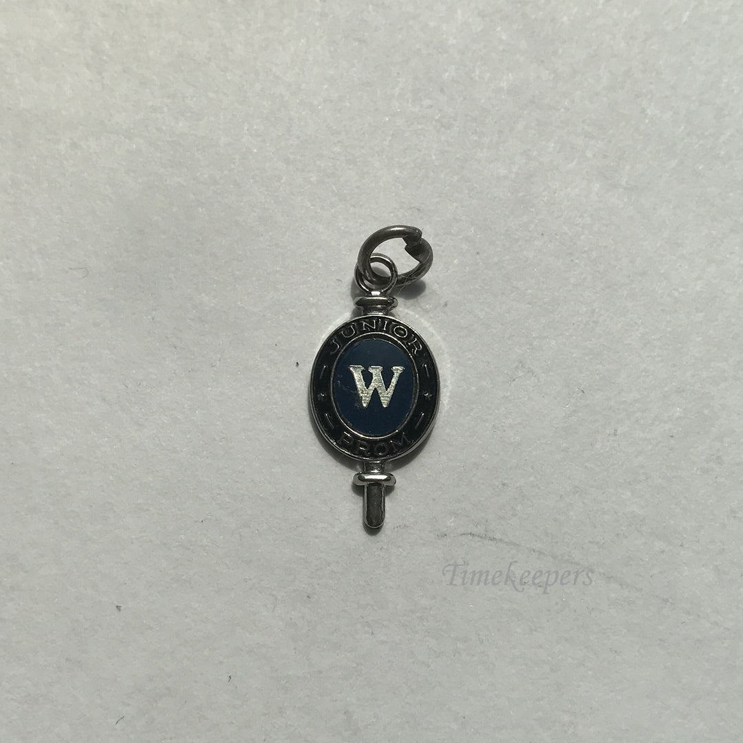 e024-1 Vintage Silver Tone "W" Junior Prom Charm Pendant