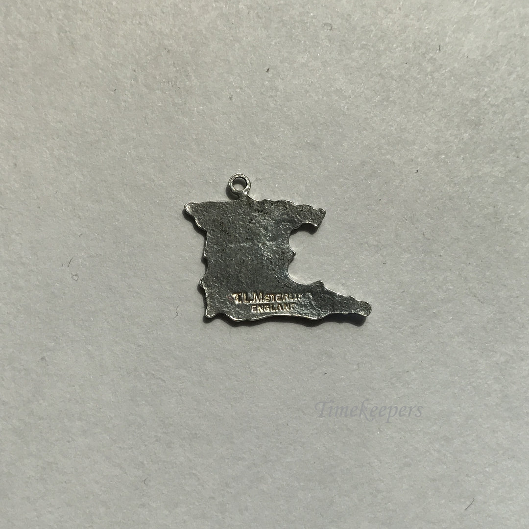 e026 Vintage Sterling Silver Blue Enamel Trinidad Charm Pendant