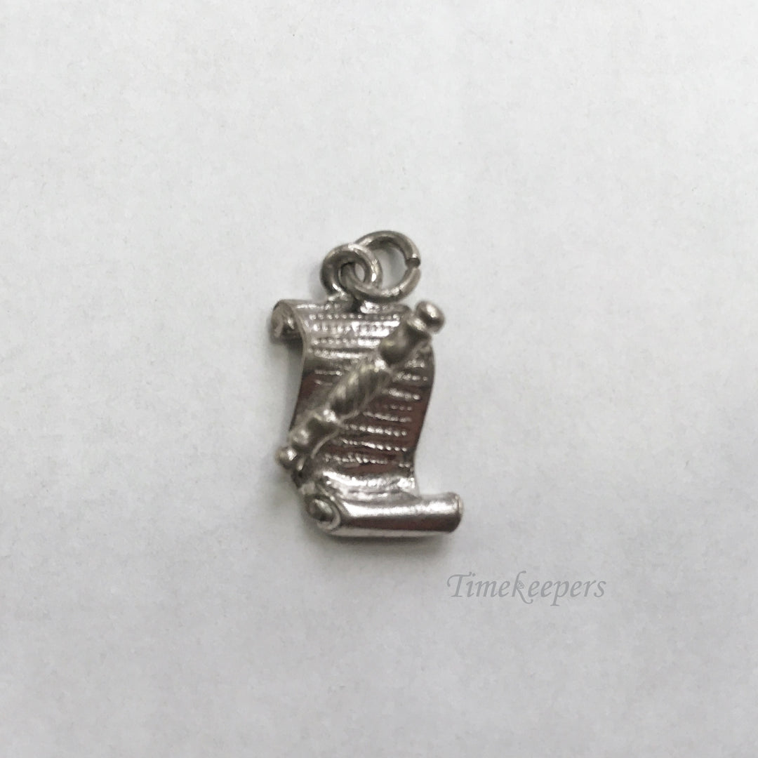 e049 Vintage Sterling Silver Diploma Charm Pendant