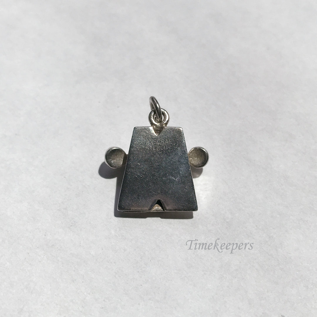 e075 Vintage Sterling Silver Old Fashion Phone Charm Pendant