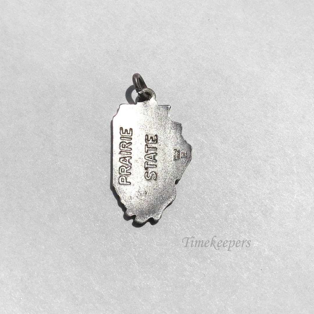 e082 Vintage Sterling Silver Chicago Peoria Springfield Illinois Charm Pendant