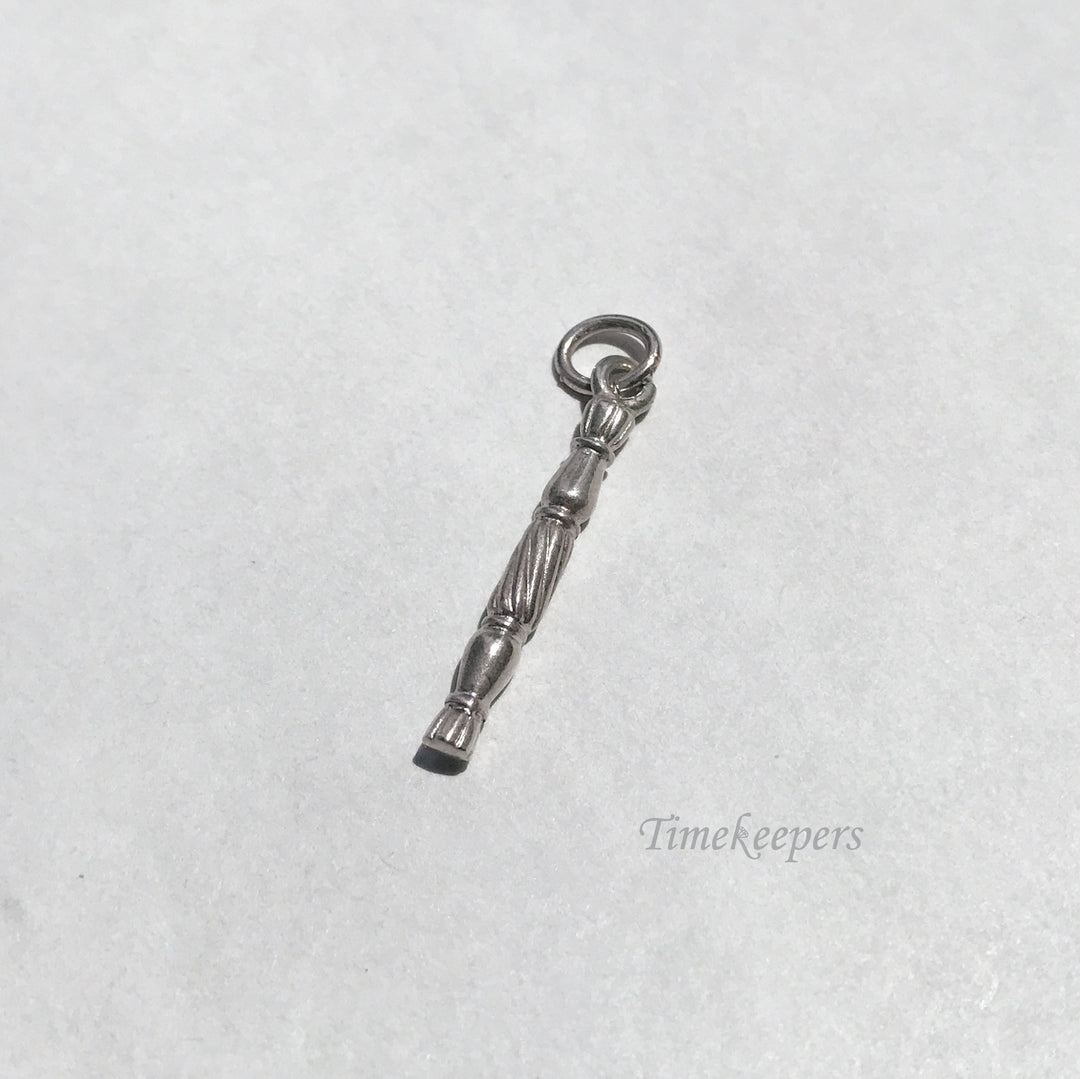 e133 Vintage Sterling Silver Single Baton Charm Pendant