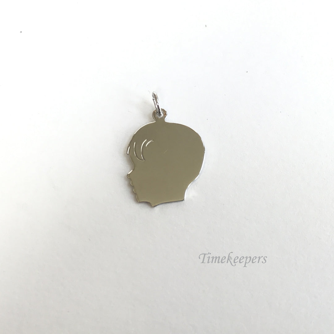 e211 Vintage Sterling Silver Image of a Little Boy Charm Pendant