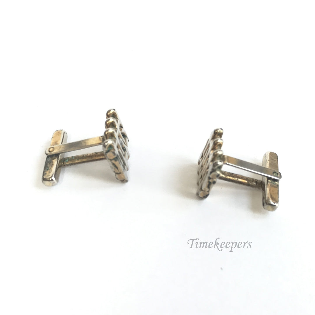 e215 Antique Original Gold Tone Square Design Men's Cuff Links