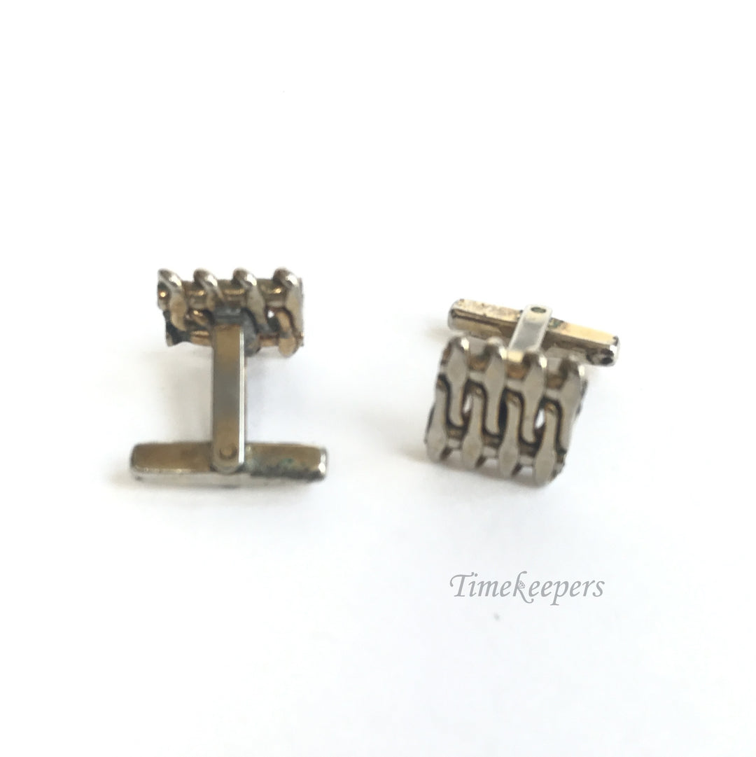 e215 Antique Original Gold Tone Square Design Men's Cuff Links