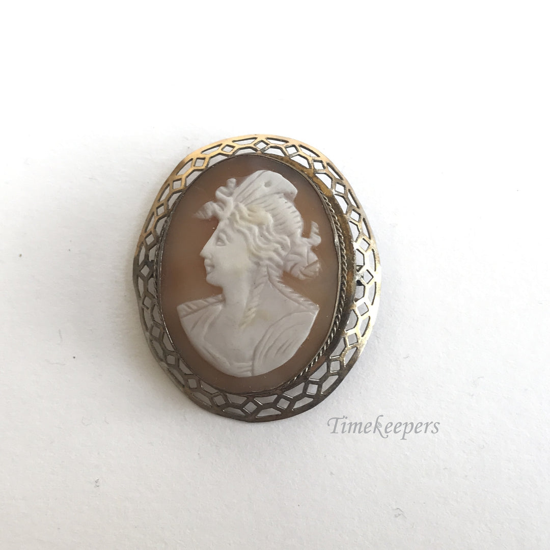e216 Antique Original Gold Filled Cameo Brooch Pin