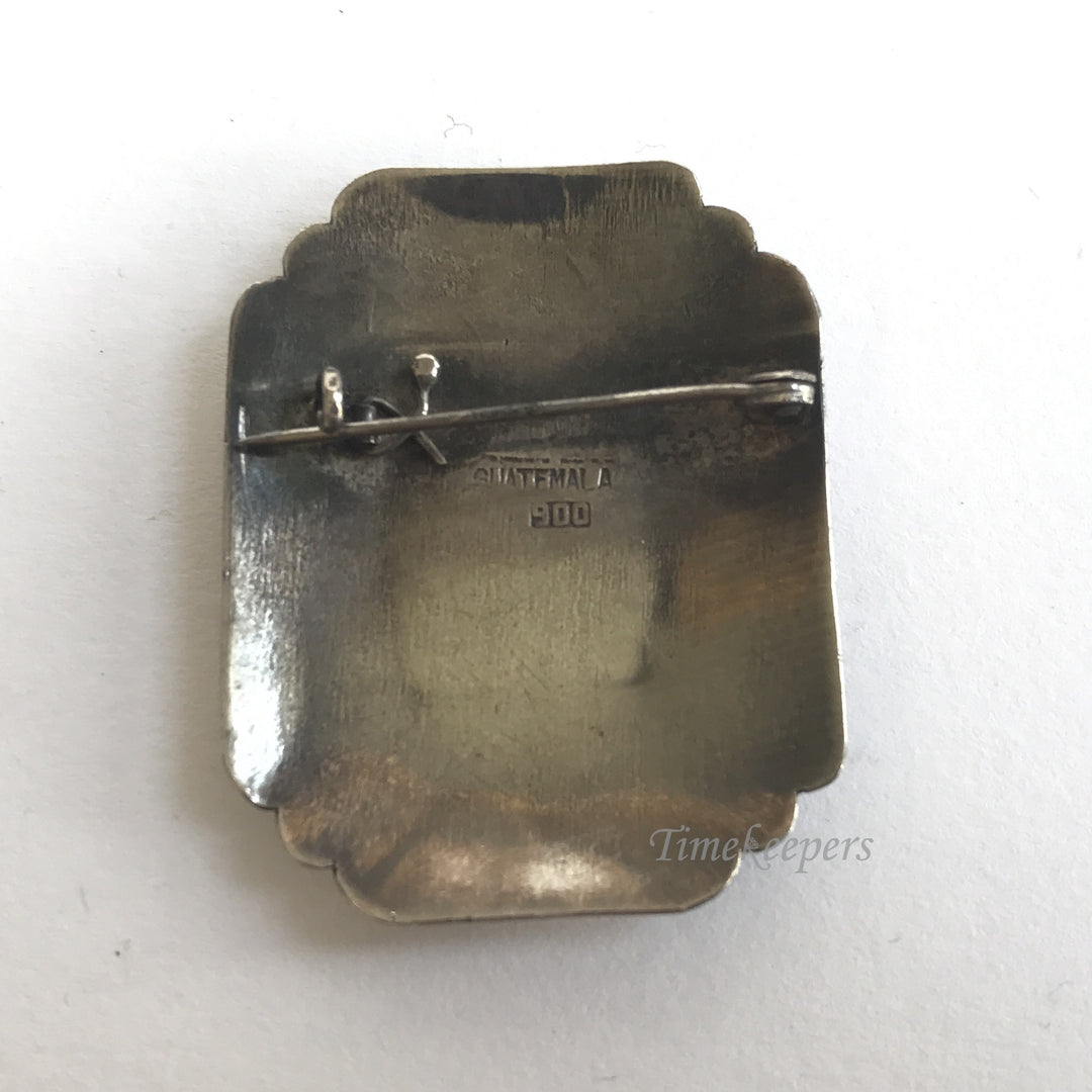 e219 Vintage Original Sterling Silver Aztec Brooch Pin