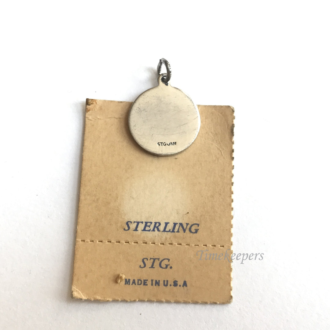 e243 Vintage Sterling Silver Blank Round Charm Pendant