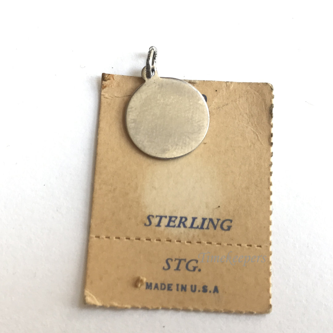 e243 Vintage Sterling Silver Blank Round Charm Pendant